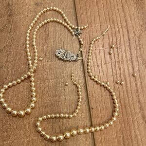 Vintage Marvella Pearl Necklace Broken Strand for Repair Mid-Century Costume
